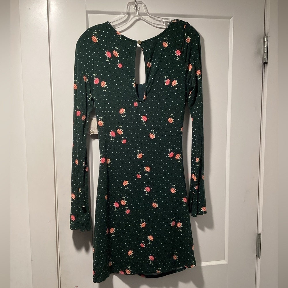 NWT Free People Size S Celia Mini Dress Emerald Jewel Combo - Picture 3 of 8